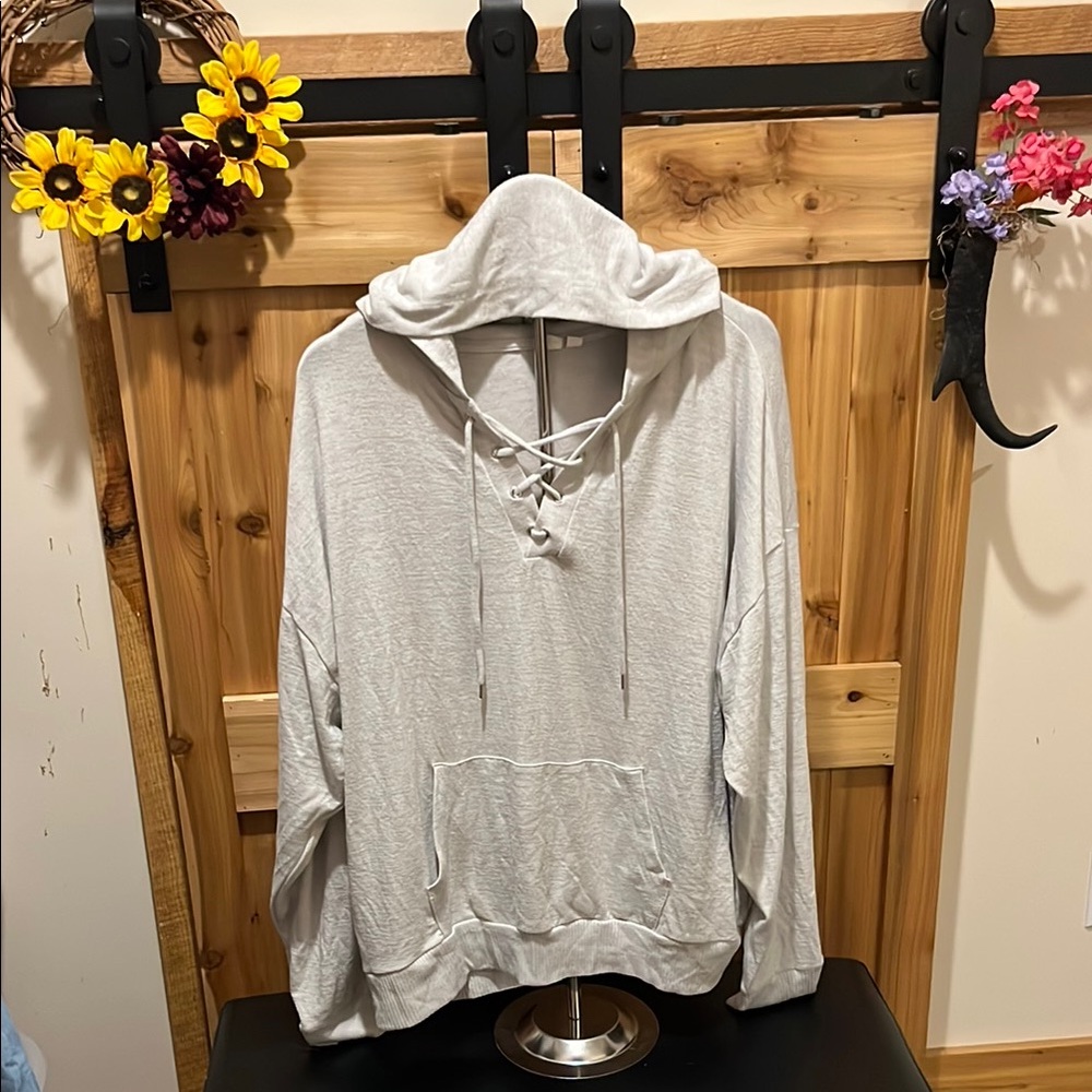 GAP Light Gray Lace-Up Hoodie
